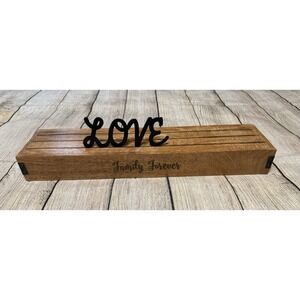 Thirty One Deluxe Wood Photo Display Family Forever Engraved and LOVE Metal Word
